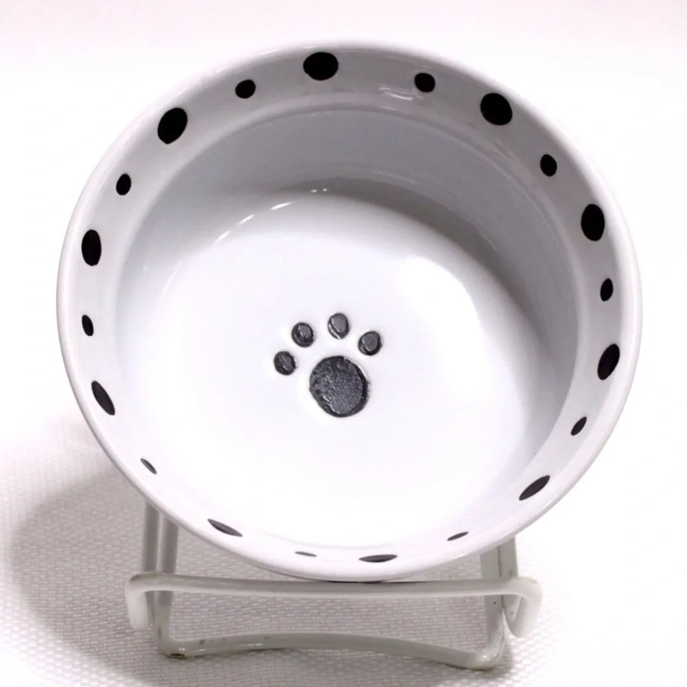 Pet Bowls Signature Paws 5” White-Gray Bowl New